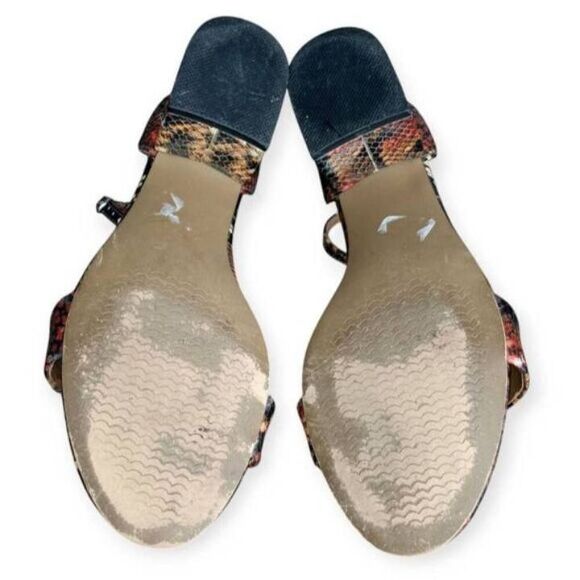 STEVE MADDEN IRENEE BROWN & BLACK SNAKE PRINT BLOCK HEEL ANKLE STRAP SANDAL SZ.8 - Picture 6 of 8